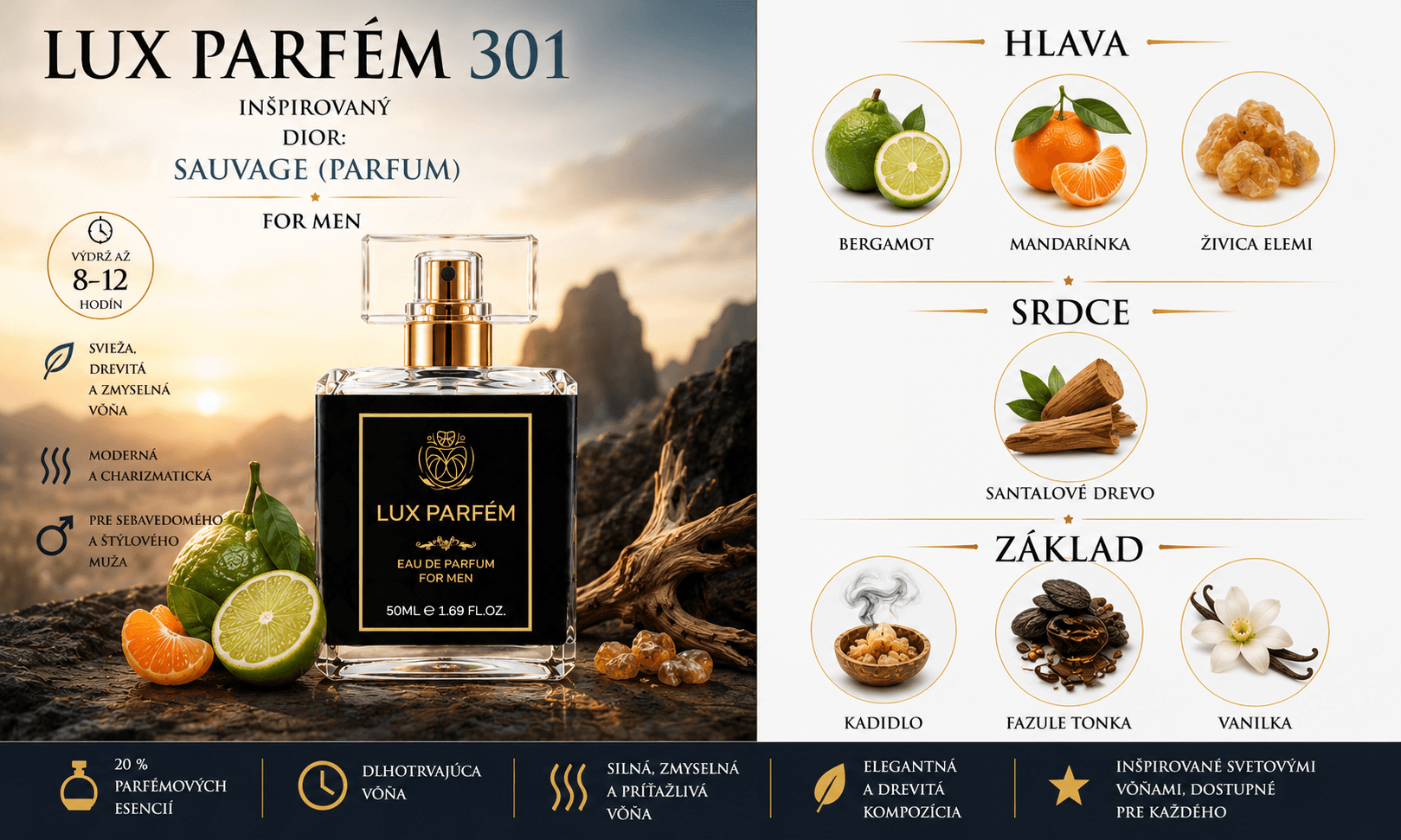 Lux Parfém 301 – Inšpirovaný Dior: Sauvage (Parfum)
